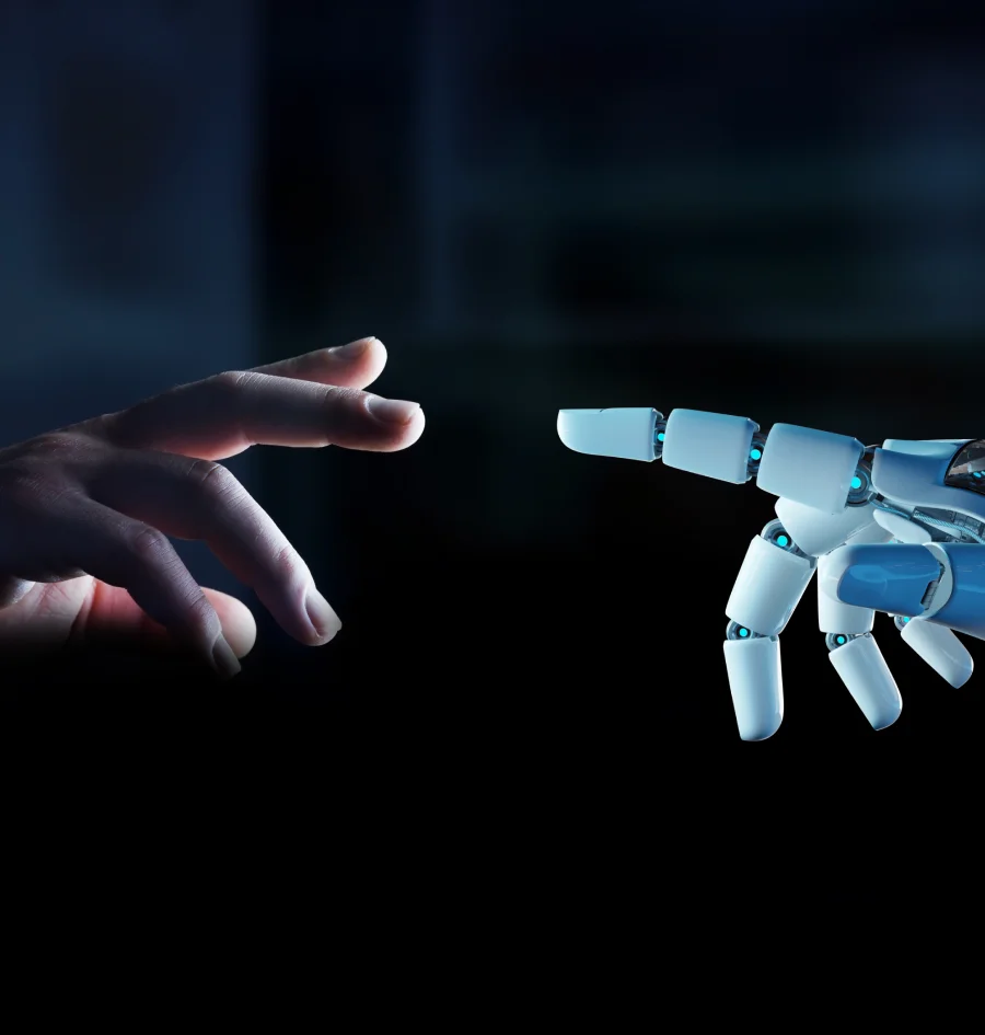 A top view of people walking on a floor with a binary code design.