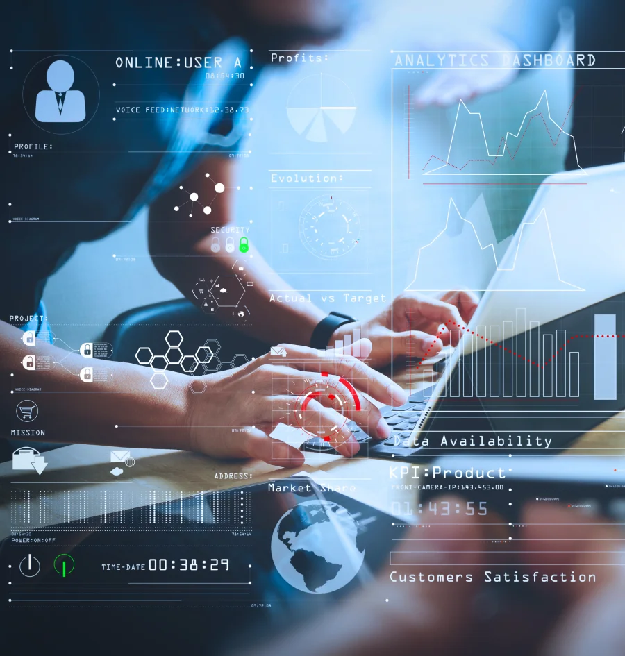Diagram of dots at different levels through which binary code runs.